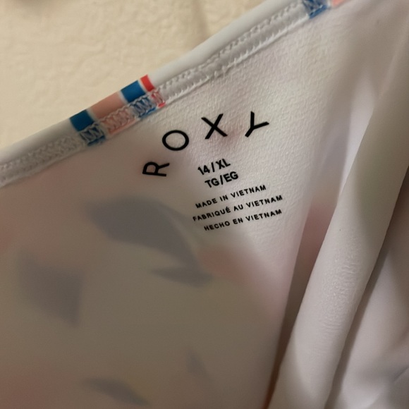 white roxy swimsuit with colorful flowers, size 14. - Picture 2 of 3